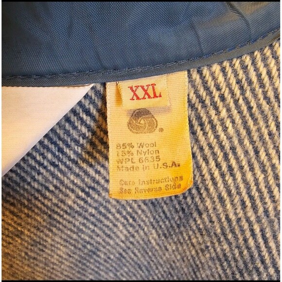Vintage 90s Woolrich Shirt Jac Mens XXL 2XL Wool Jacket Gray Blue Chore USA Cape - Picture 6 of 15